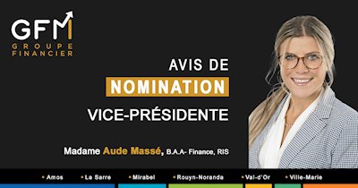 Nomination de madame Aude Massé à la vice-présidence de GFM